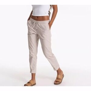 Vuori Womens Ripstop Pants L Beige Elastic Waist Drawstring Outdoor Hiking